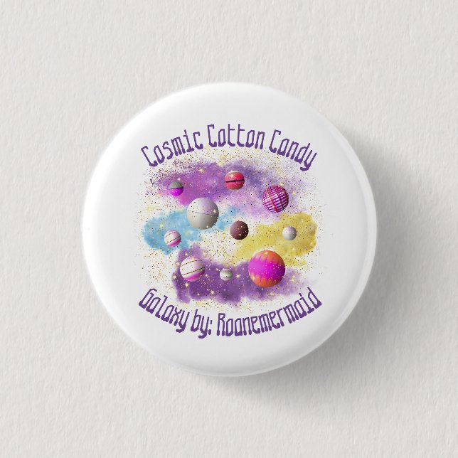 Badge Rond 2,50 Cm Cosmic Cotton Bonbon Galaxy (Devant)