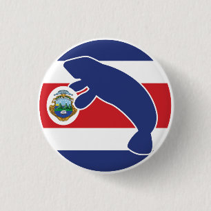 Badge Rond 2,50 Cm Costa Rica Manatee Costa Rican National Animal
