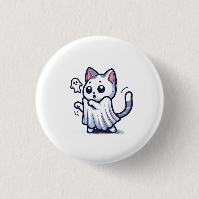 Badge Rond 2,50 Cm Costume Halloween Ghost Kitty (Devant)