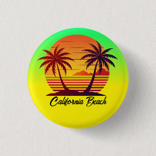 Badge Rond 2,50 Cm Coucher de soleil avec palmiers Vector-98803
