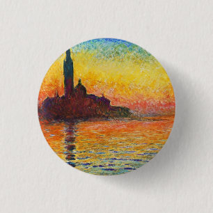Badge Rond 2,50 Cm Coucher De Soleil Claude Monet À Venise Art Impres