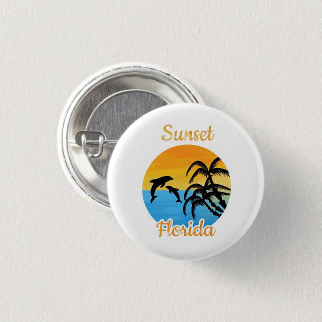Badge Rond 2,50 Cm Coucher de soleil mignon en Floride (Devant & derrière)