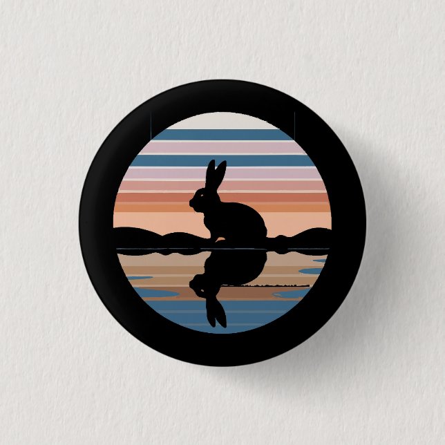 Badge Rond 2,50 Cm Coucher de soleil rétro de lapin (Devant)