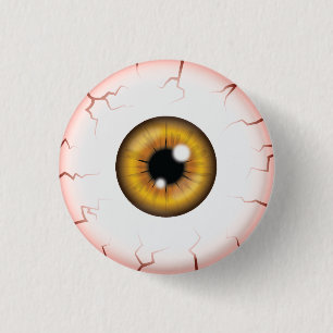 Badge Rond 2,50 Cm Couleur Brown Eyeball Halloween Bloodshot Eyeball