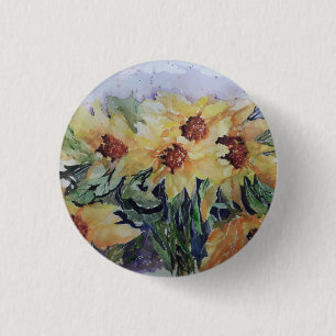 Badge Rond 2,50 Cm Couleur d'eau des fleurs de soleil