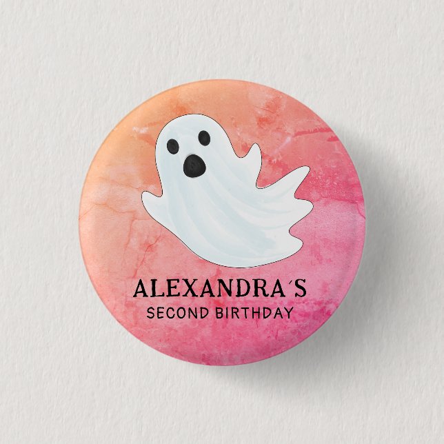 BADGE ROND 2,50 CM COULEUR D'EAU ROSE GHOST HALLOWEEN ANNIVERSAIRE (Devant)