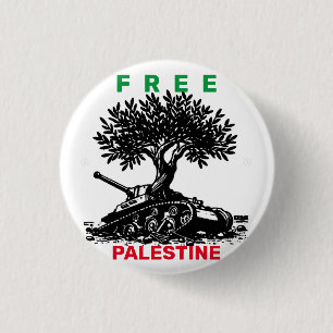 BADGE ROND 2,50 CM COULEURS PLAGES GRATUITES EN PALESTINE OLIVE TREE