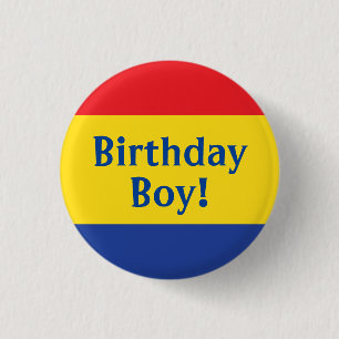 Badge Rond 2,50 Cm Couleurs primaires Enfants garçons d'anniversaire