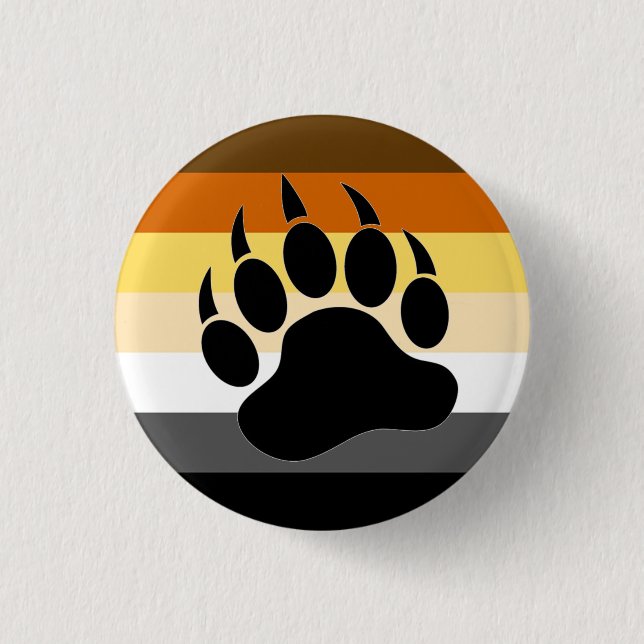 Badge Rond 2,50 Cm Couleurs rayures fière ourse Patte d'ours (Devant)