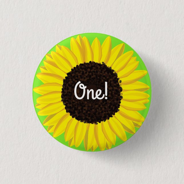 Badge Rond 2,50 Cm Coupe de tournesol 1er épingle de boutons d'annive (Devant)