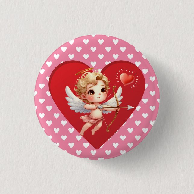 Badge Rond 2,50 Cm Coupe Saint-Valentin Cupidon  (Devant)