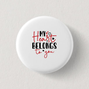 Badge Rond 2,50 Cm Couple Cadeau Mon Coeur Vous Appartient