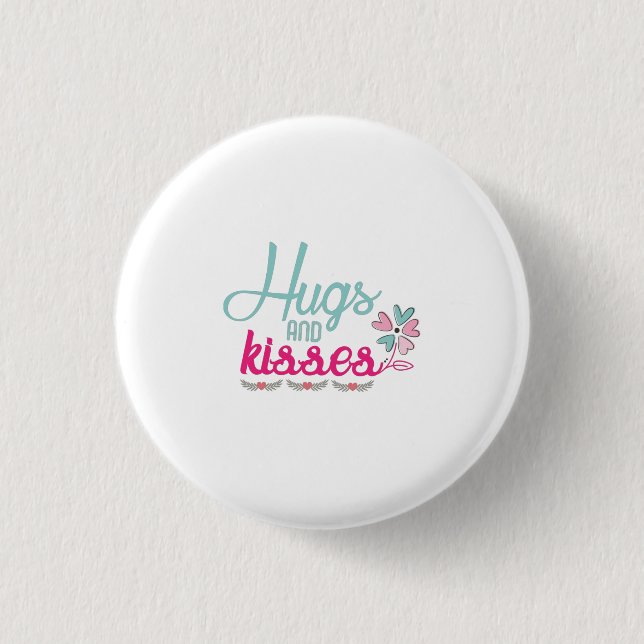 Badge Rond 2,50 Cm Couple Cadeaux Et Baisers Fleur (Devant)