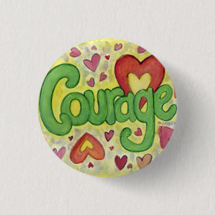 Badge Rond 2,50 Cm Courage Coeur Word Art Lapin Boutons