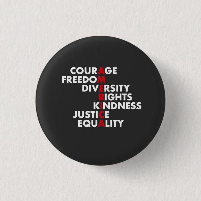 Badge Rond 2,50 Cm Courage Liberté Droits Diversité (Devant)