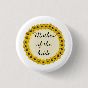 Badge Rond 2,50 Cm Couronne de tournesol Mère/Grand-mère de la mariée