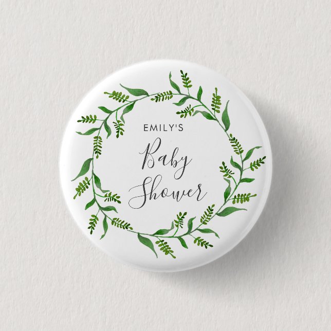 Badge Rond 2,50 Cm Couronne de verdure rustique Baby Shower (Devant)