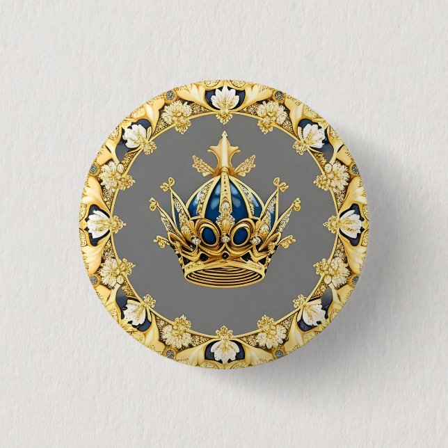 Badge Rond 2,50 Cm Couronne Dorée Élégante (Devant)