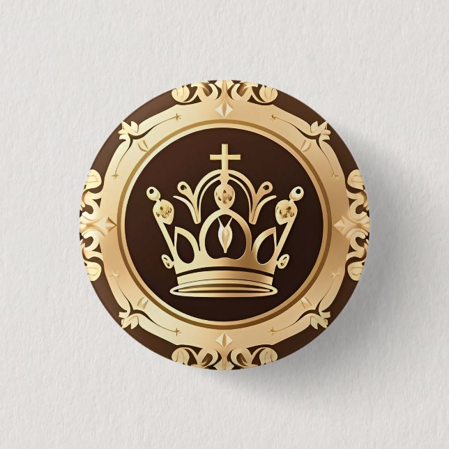 Badge Rond 2,50 Cm Couronne dorée élégante (Devant)