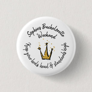 Badge Rond 2,50 Cm Couronne pailletée or Fête de week-end Enterrement