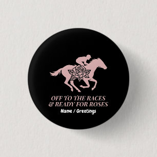 Badge Rond 2,50 Cm Courses et Roses - Course Hippique