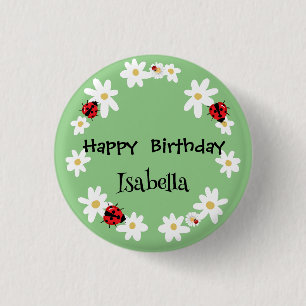 Badge Rond 2,50 Cm Coute Polka point Ladybug Daisy Flower fête d'anni