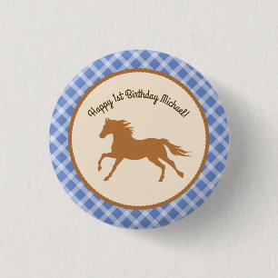 Badge Rond 2,50 Cm Cowboy Horse Pony Cute 1er Anniversaire Thème de f