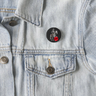 Badge Rond 2,50 Cm Cowboy squelette à cheval effrayant