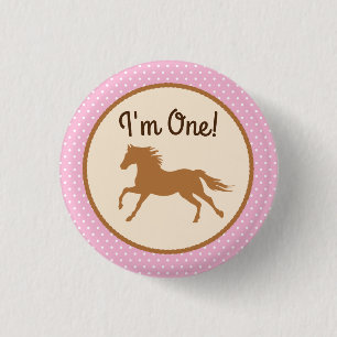 Badge Rond 2,50 Cm Cowgirl Horse Enfant Fille Anniversaire Thème de f