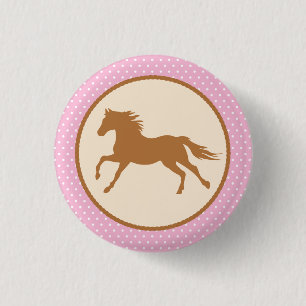 Badge Rond 2,50 Cm Cowgirl Horse Pony Cute 1er Anniversaire de fête 