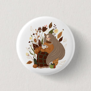 Badge Rond 2,50 Cm Cozy Autumn Girl