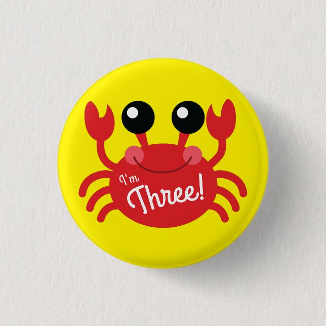 Badge Rond 2,50 Cm Crab Birthday Party Cute Cartoon Kids (Devant)