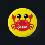 Badge Rond 2,50 Cm Crab Birthday Party Cute Cartoon Kids<br><div class="desc">Celebrate your child's Birthday,  with this adorable crab beach birthday party design!  Great for a summer theme party,  beach celebration,  or just a kid that loves crabs!  Great for a 1st birthday party for a baby too!</div>