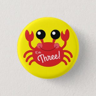 Badge Rond 2,50 Cm Crab Birthday Party Cute Cartoon Kids