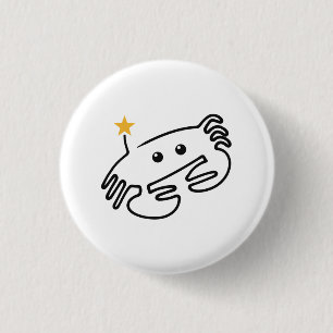 Badge Rond 2,50 Cm Crabe mignon en dessin d'une ligne avec cœur rouge