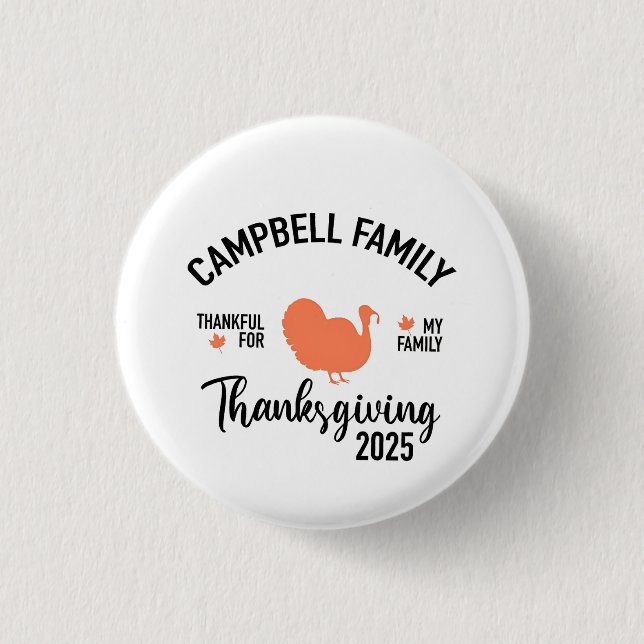 Badge Rond 2,50 Cm Crampbell Family 2025 Thanksgiving diner Turquie (Devant)