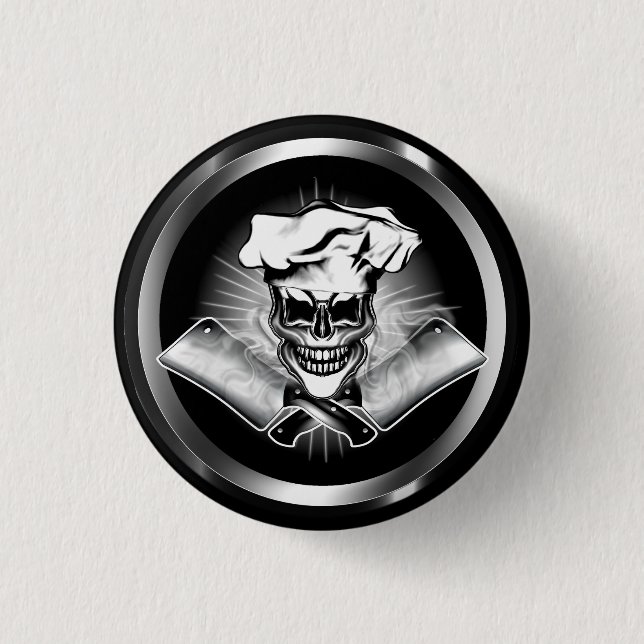 Badge Rond 2,50 Cm Crâne 6 de chef (Devant)