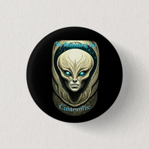 Badge Rond 2,50 Cm Crâne Alien Tête Thunder_Cove