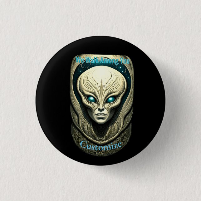 Badge Rond 2,50 Cm Crâne Alien Tête Thunder_Cove (Devant)