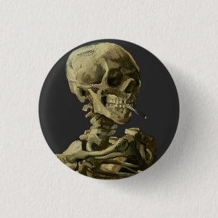 Badge Rond 2,50 Cm Crâne avec cigarette par Van Gogh
