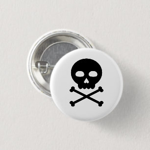 Badge Rond 2,50 Cm Crâne et os
