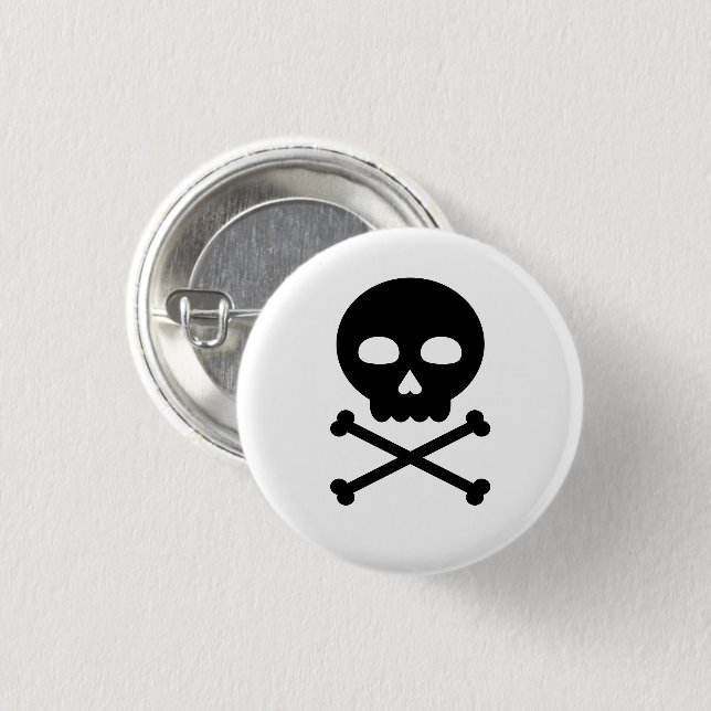 Badge Rond 2,50 Cm Crâne et os (Devant & derrière)