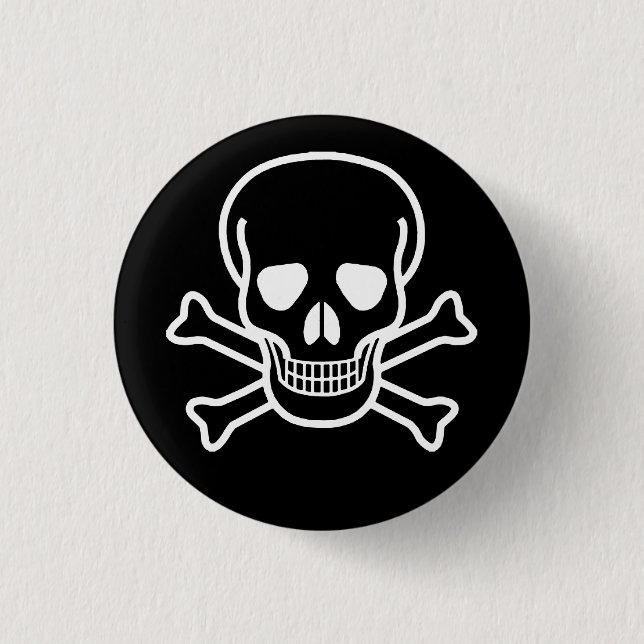 BADGE ROND 2,50 CM CRÂNE GOTHIQUE À OS CROISÉS (Devant)
