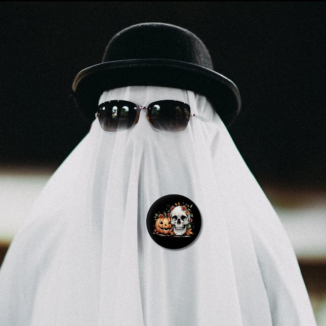 Badge Rond 2,50 Cm Crâne gothique et Citrouille (Créateur téléchargé)