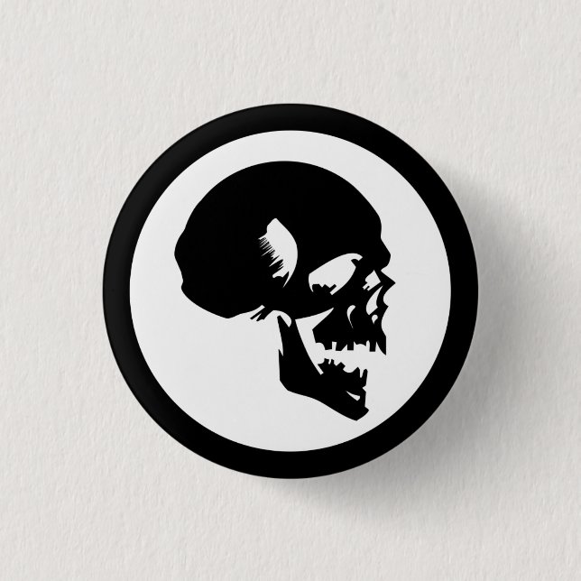 Badge Rond 2,50 Cm Crâne noir (Devant)