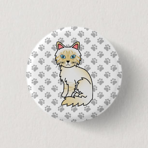Badge Rond 2,50 Cm Cream Point Tabby Birman / Ragdoll Cute Cat & Paps