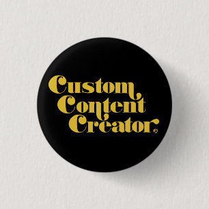 Badge Rond 2,50 Cm Créateur de Contenu Personnalisé Slogan Jaune Joue