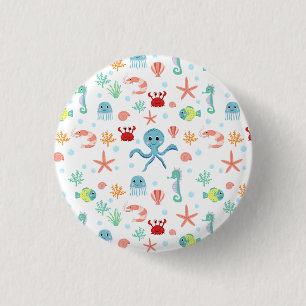 Badge Rond 2,50 Cm Créatures de mer sous-marines fantaisistes