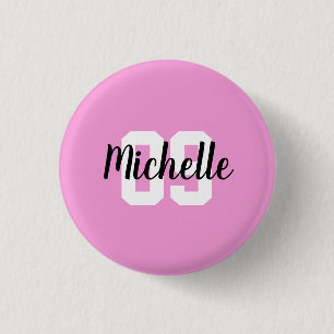 Badge Rond 2,50 Cm Créez Votre Propre Numéro de Nom Personnalisé Rose