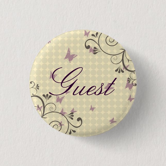 Badge Rond 2,50 Cm Crème de bouton d'invité de partie de conception (Devant)